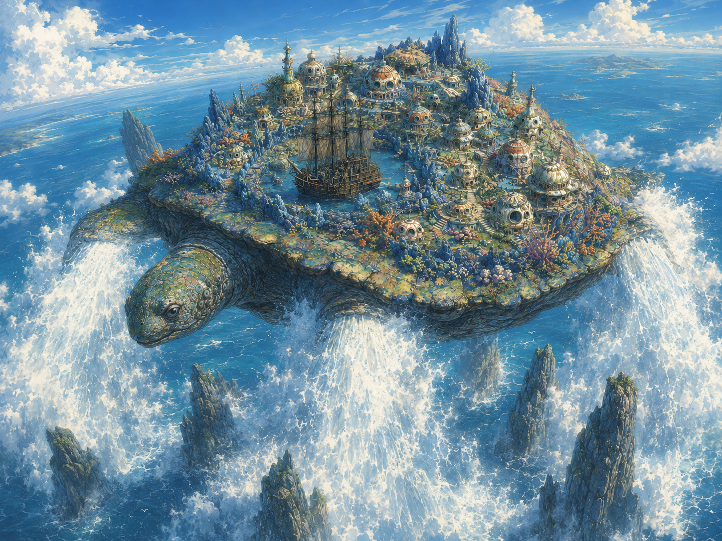 The enormous turtle carrying the ship